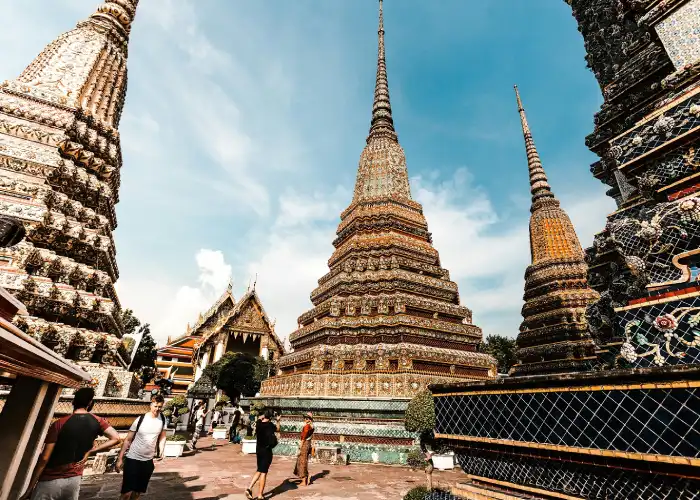 The majestic Grand Palace in Bangkok, Thailand, showcasing intricate architecture and rich cultural heritage.