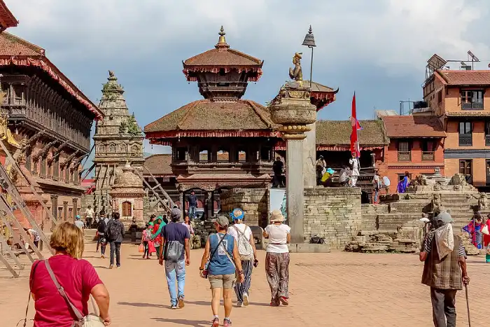 people walking towards a local destination in Kathmandun Nepal